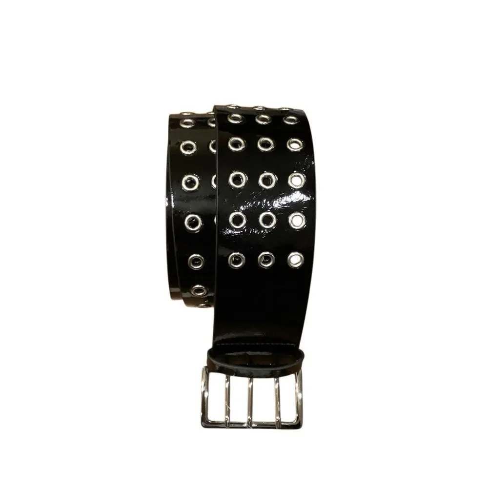NWT UO Urban Outfitters Black Three ring GrommetTriple Eyelet Belt Size Medium